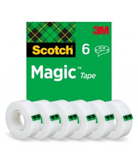 Scotch Magic Pack de 6 Cintas Adhesivas Invisible - 19mm x 33m - Color Transparente