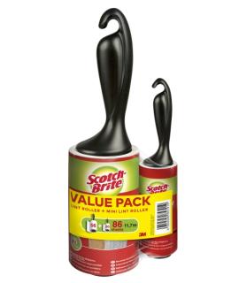 Scotch-Brite Everyday Clean Rodillo Quitapelusas Adhesivo - 56 Hojas - Incluye Rodillo Mini para Uso Diario de 30 Hojas - Color 