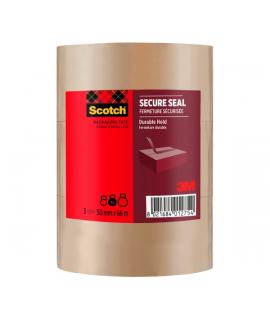 Scotch Pack de 3 Precintos de Embalaje - 50mm x 66m - Sellado Seguro - Color Marron