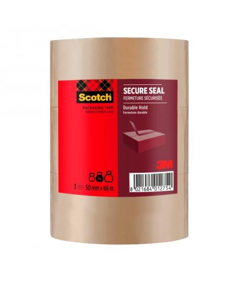 Scotch Pack de 3 Precintos de Embalaje - 50mm x 66m - Sellado Seguro - Color Marron