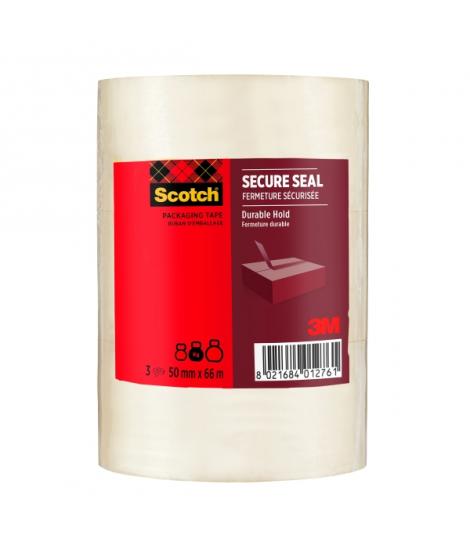 Scotch Pack de 3 Precintos de Embalaje - 50mm x 66m - Sellado Seguro - Color Transparente