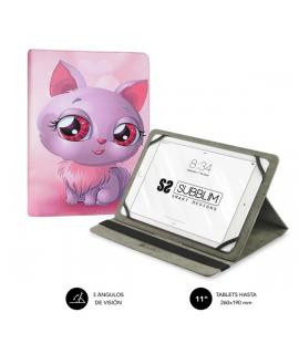 Subblim Funda Tablet Universal Trendy 9,6" a 11" - Posicion Stand con 2 Angulos de Vision - Soporte Antideslizante - Color Cat