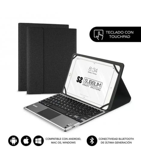 Subblim Teclado Bluetooth extraíble - Funda universal 9-10.1" - Diseño ultradelgado - Soporte ajustable - Touchpad - Sistema mag