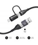 Subblim Cable Top 4 en 1 - USB-A USB-C Lightning - 60W - Nylon Trenzado - Carga Rapida - 1 Metro