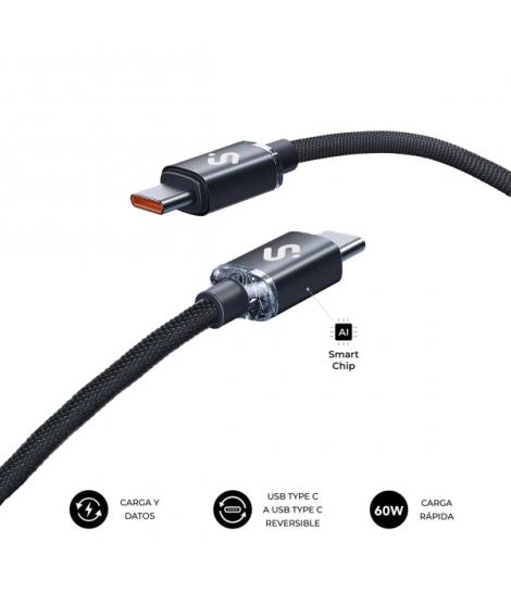 Subblim Cable Optimus USB-C - 60W - Nylon Trenzado - 480Mbps - 2 Metros - Color Negro