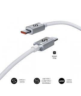 Subblim Cable Optimus USB-C - 60W - Nylon Trenzado - 480Mbps - 2 Metros - Color Blanco