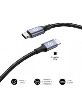 Subblim Cable Plus USB-C - 100W - Nylon Trenzado - 480Mbps - Chip E-Marker - 2 Metros - Color Negro