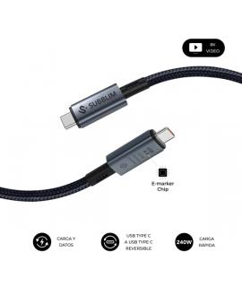 Subblim Cable High USB-C - 240W - Nylon Trenzado - 40Gbps - Chip E-Marker - 1.5 Metros - Color Negro