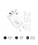 Subblim Cargador de Pared GaN 25W - USB-C + USB-A - Carga rápida - Color Blanco