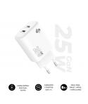 Subblim Cargador de Pared GaN 25W - 2xUSB-C - Carga rápida - Color Blanco