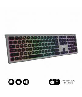 Subblim Teclado Inalambrico Master - Bluetooth y 2.4G - Iluminado - Teclas Ergonomicas de Bajo Perfil - Color Gris Negro
