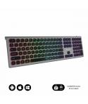 Subblim Teclado Inalambrico Master - Bluetooth y 2.4G - Iluminado - Teclas Ergonomicas de Bajo Perfil - Color Gris Negro