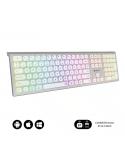 Subblim Teclado Inalambrico Master - Bluetooth y 2.4G - Iluminado - Teclas Ergonomicas de Bajo Perfil - Color Blanco Plata