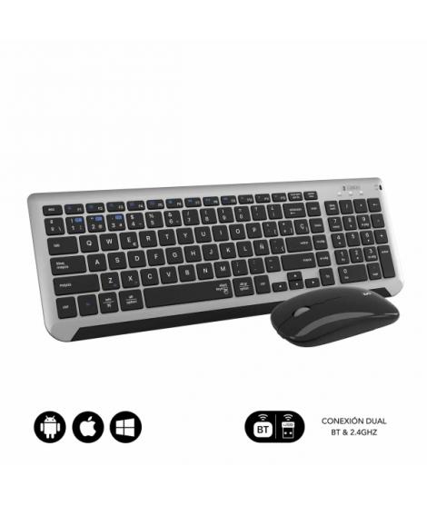 Subblim Combo Dual Prestige - Teclado y Raton Inalambricos - Bluetooth y 2.4G - Funcionamiento Silencioso - Color Gris Negro