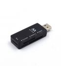 Ewent Lector de Tarjetas Externo USB 2.0 - Velocidad de Transferencia hasta 480Mbps - Color Negro