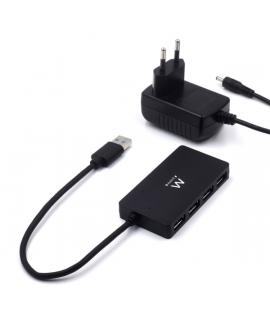 Ewent Hub USB 4 en 1 - Alimentacion Externa - USB 3.2 Gen1 - Cable de 52.5cm - Color Negro