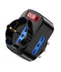 Ewent Regleta de 3 Tomas de Pared - 3x Tomas Italianas Tipo L/ Schuko de 10/16A - 2 Tomas L + 1 Toma L/F (Schuko) - Interruptor 