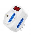 Ewent Regleta de 3 Tomas de Pared - 3x Tomas Italianas Tipo L/ Schuko de 10/16A - 2 Tomas L + 1 Toma L/F (Schuko) - Interruptor 