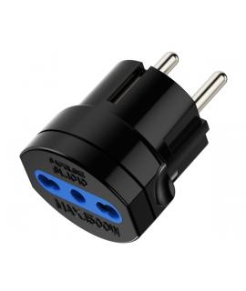 Ewent Adaptador de Viaje Schuko 16A - Hembra Tipo L - Color Negro
