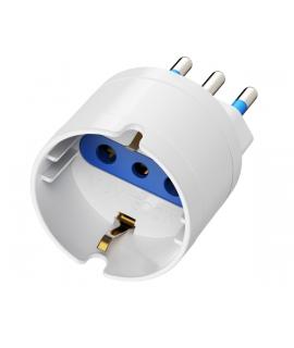 Ewent Adaptador de Viaje para Toma de Enchufe Italiana Tipo L 16A - Hembra Tipo L/Schuko - Color Blanco