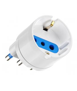 Ewent Adaptador de Viaje para Toma de Enchufe Italiana Tipo L 16A - Hembra Tipo L/Schuko - Color Blanco