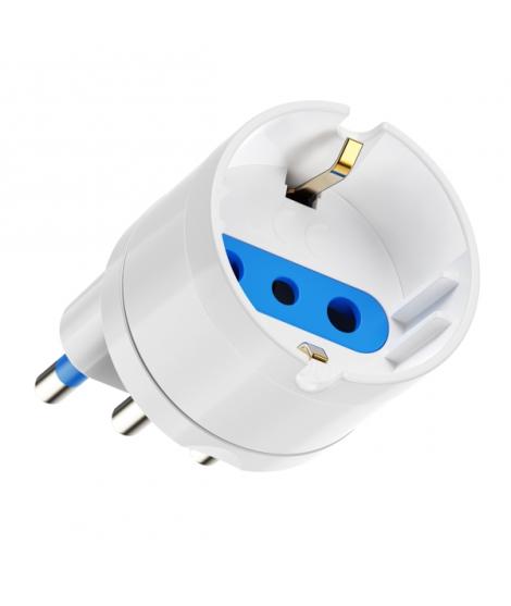 Ewent Adaptador de Viaje para Toma de Enchufe Italiana Tipo L 16A - Hembra Tipo L/Schuko - Color Blanco