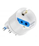 Ewent Adaptador de Viaje para Toma de Enchufe Italiana Tipo L 16A - Hembra Tipo L/Schuko - Color Blanco