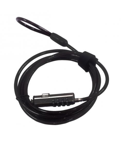 Ewent Cable de Seguridad para Portatiles con Ranura Nano - Candado de Combinacion Numerica - Cable de Acero - Cobertura de Vinil
