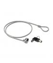 Ewent Cable de Seguridad para Portatil con Llave - 2 Llaves - Cable de Acero - 1.5m de Longitud - Color Acero