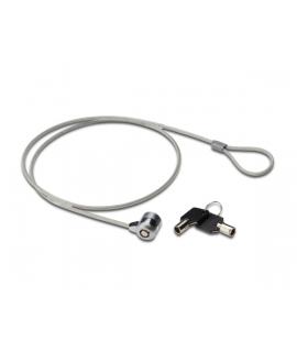 Ewent Cable de Seguridad para Portatil con Llave - 2 Llaves - Cable de Acero - 1.5m de Longitud - Color Acero