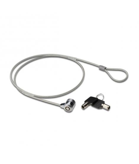 Ewent Cable de Seguridad para Portatil con Llave - 2 Llaves - Cable de Acero - 1.5m de Longitud - Color Acero