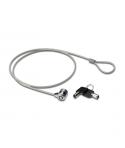 Ewent Cable de Seguridad para Portatil con Llave - 2 Llaves - Cable de Acero - 1.5m de Longitud - Color Acero