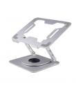 Ewent Soporte de Sobremesa para Portatil - Aluminio - Rotacion 360 - Ajustable - Base Antideslizante - Ajustable - Plegable - Co