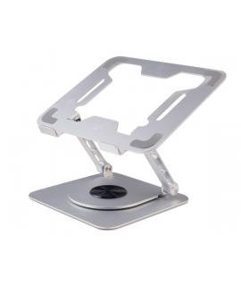Ewent Soporte de Sobremesa para Portatil - Aluminio - Rotacion 360 - Ajustable - Base Antideslizante - Ajustable - Plegable - Co