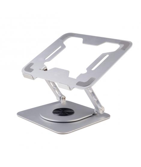 Ewent Soporte de Sobremesa para Portatil - Aluminio - Rotacion 360 - Ajustable - Base Antideslizante - Ajustable - Plegable - Co