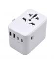 Ewent Adaptador de Viaje Universal - Conexiones para Europa (Schuko), USA, UK, Australia - 2xUSB-A - 3xUSB-C - Color Blanco