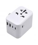 Ewent Adaptador de Viaje Universal - Conexiones para Europa (Schuko), USA, UK, Australia - 2xUSB-A - 3xUSB-C - Color Blanco