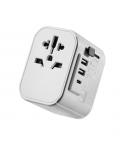 Ewent Adaptador de Viaje Universal - Conexiones para Europa (Schuko), USA, UK, Australia, China - 2xUSB-A - 1xUSB-C - Color Plat