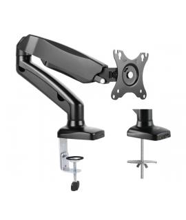 Ewent Soporte de Mesa con Brazo Articulado para Monitor hasta 34" - Resorte de Gas - Giratorio e Inclinable - Gestion de Cables 