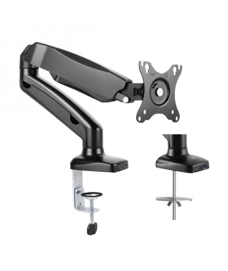 Ewent Soporte de Mesa con Brazo Articulado para Monitor hasta 34" - Resorte de Gas - Giratorio e Inclinable - Gestion de Cables 
