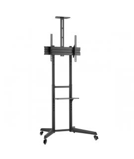 Ewent Soporte de Suelo para TV hasta 70" - Bandeja Auxiliar - Altura Ajustable - Gestion de Cables - VESA Maximo 600x400 - Peso 