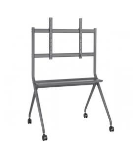 Ewent Soporte de Suelo para TV hasta 86" - Bandeja Auxiliar - Altura Ajustable - Gestion de Cables - VESA Maximo 800x600 - Peso 