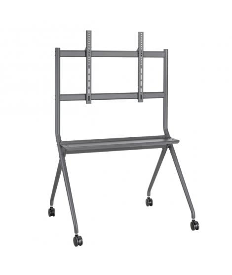 Ewent Soporte de Suelo para TV hasta 86" - Bandeja Auxiliar - Altura Ajustable - Gestion de Cables - VESA Maximo 800x600 - Peso 