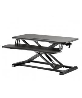 Ewent Soporte Elevador para Monitor - Amplia Superficie de 80x40cm - Altura Ajustable - Resorte de Gas - Bandeja para Teclado - 