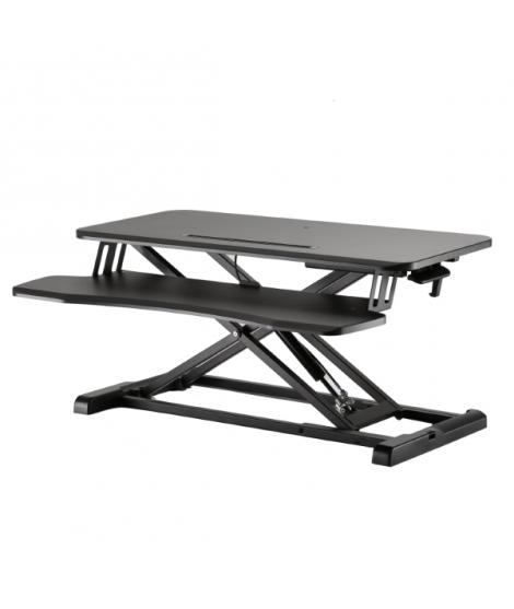 Ewent Soporte Elevador para Monitor - Amplia Superficie de 80x40cm - Altura Ajustable - Resorte de Gas - Bandeja para Teclado - 