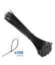 Ewent Pack de 100 Bridas de Nylon - 200x2.5mm - Resistente a UV - Uso en Interior y Exterior - Color Negro
