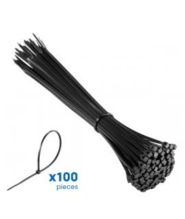 Ewent Pack de 100 Bridas de Nylon - 200x2.5mm - Resistente a UV - Uso en Interior y Exterior - Color Negro