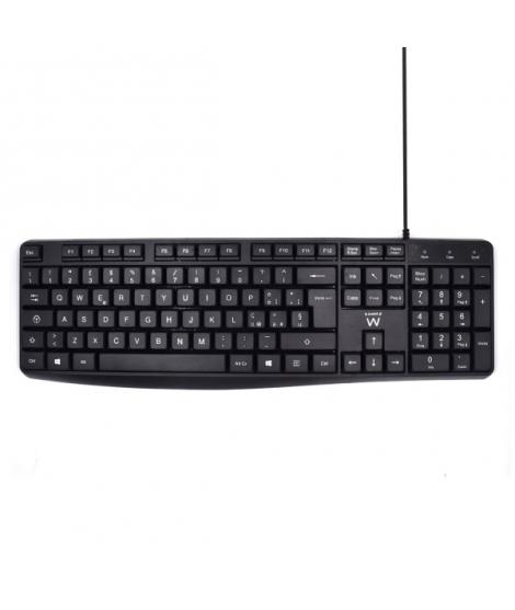 Ewent Teclado con Cable USB - Disposicion Italiana QWERTY IT - Cable de 1.35m - Teclas de Bajo Perfil y Silenciosas - Color Negr