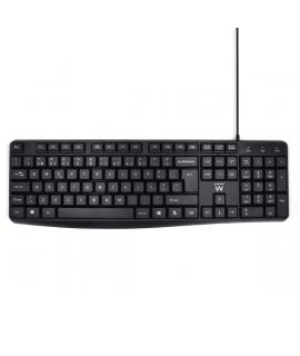 Ewent Teclado con Cable USB - Disposicion Portuguesa QWERTY PT - Cable de 1.35m - Teclas de Bajo Perfil y Silenciosas - Color Ne