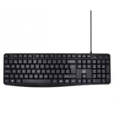 Ewent Teclado con Cable USB - Disposicion Portuguesa QWERTY PT - Cable de 1.35m - Teclas de Bajo Perfil y Silenciosas - Color Ne
